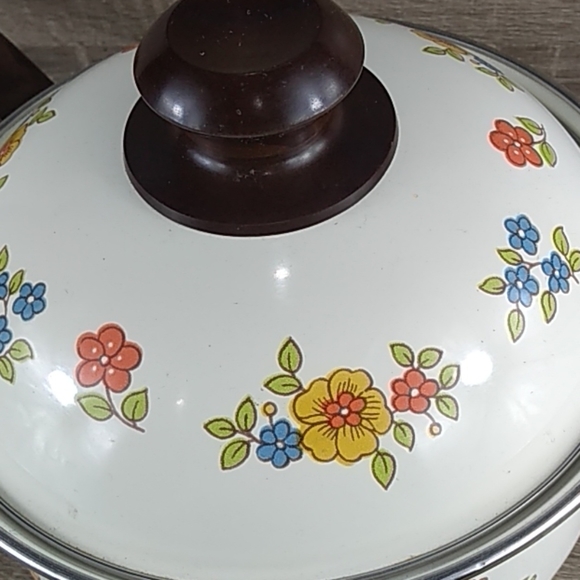 excel Kitchen Vintage Floral Enamel Cooking Pot Kitchen Pot Pan